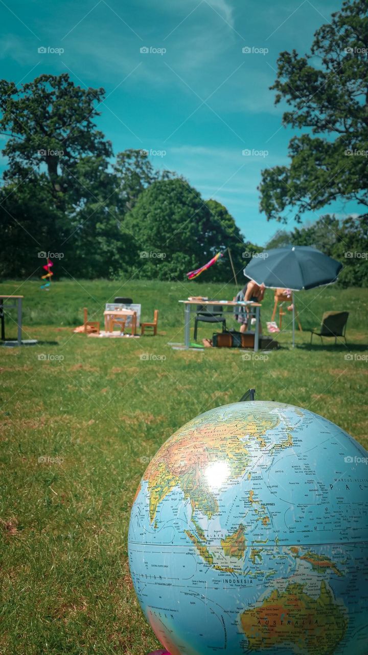 A globe in a park