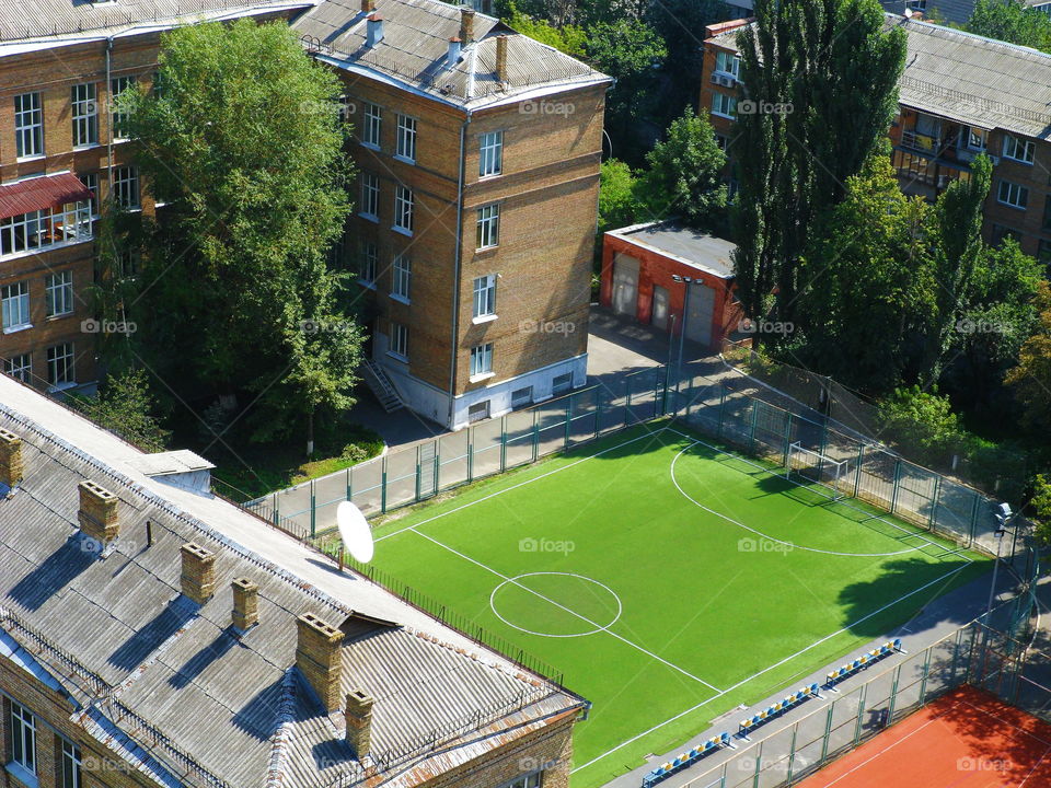 football stadium in the courtyard of the Kiev school