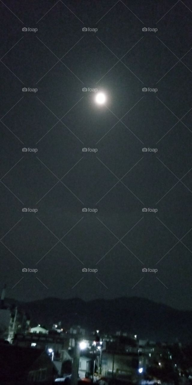 the moonlight shining so bright over the city