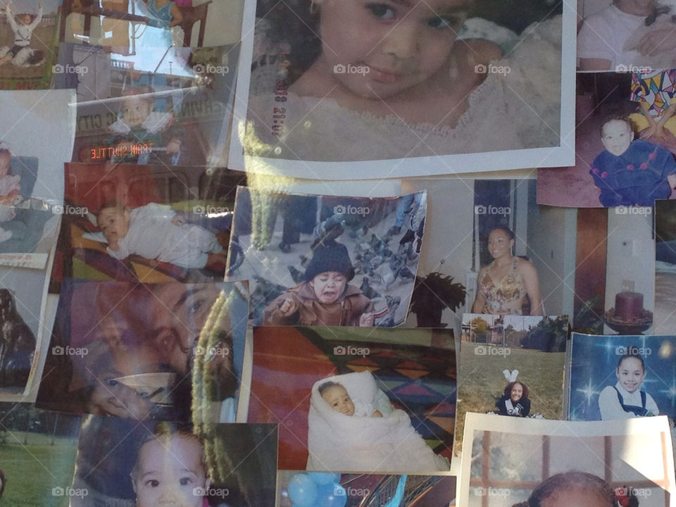 Adorable family photos in a thrift shop window in Atlantic City, New