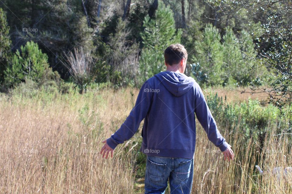Man walking in a field