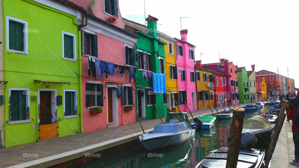Colors of Burano . The beautiful city of Burano, Italy