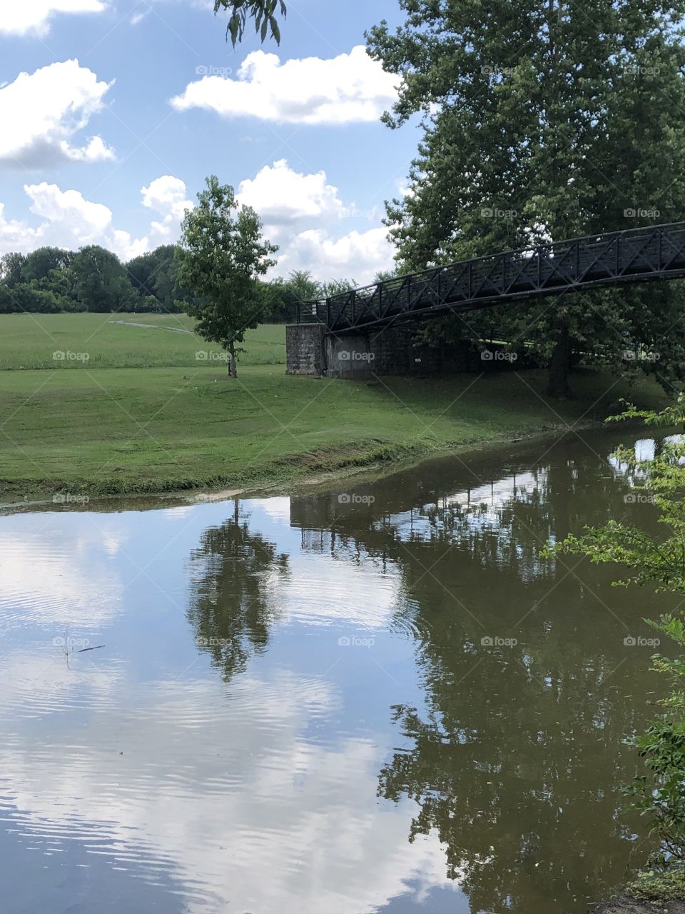 Bridge. Reflecting sky. 