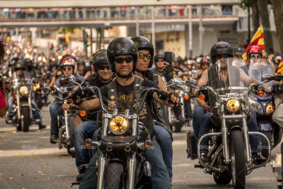 Caravana de Harleys. Reunión BCN 2014