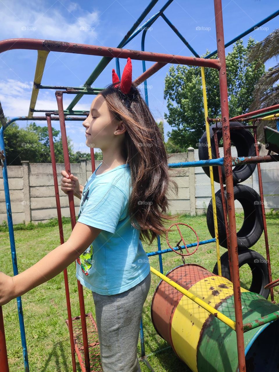 Hair blowing in the wind