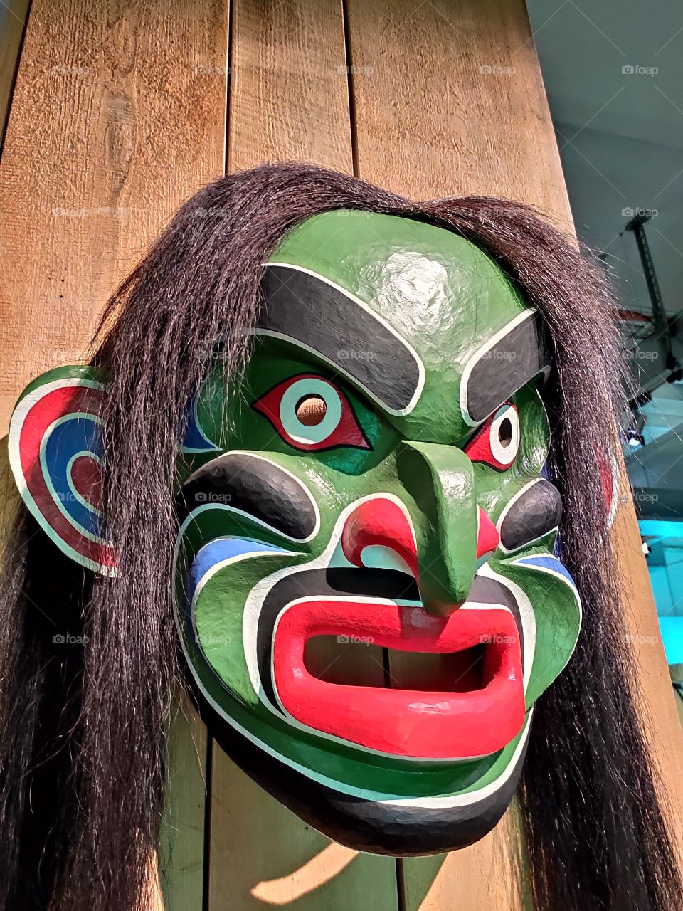 Wooden mask North American Indians face expression