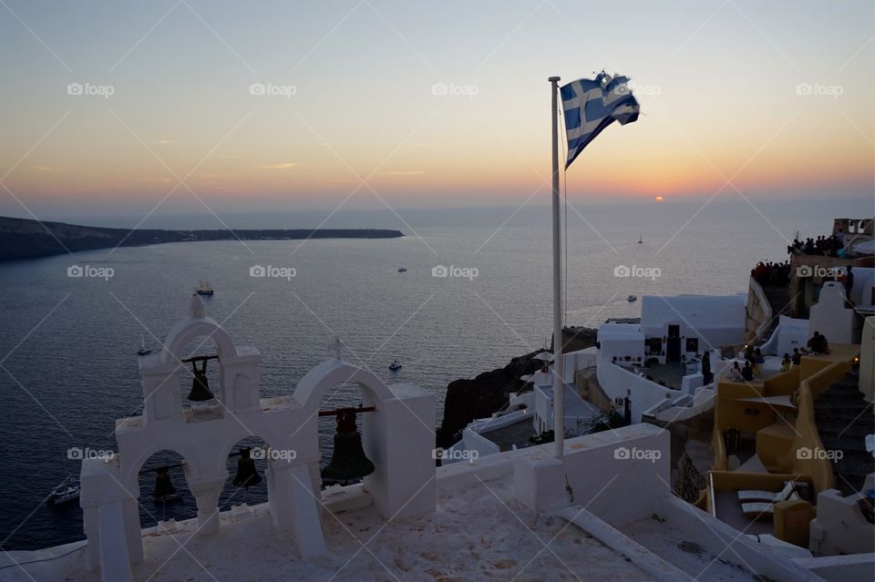 Sunset in Oia, Santorini, Greece 