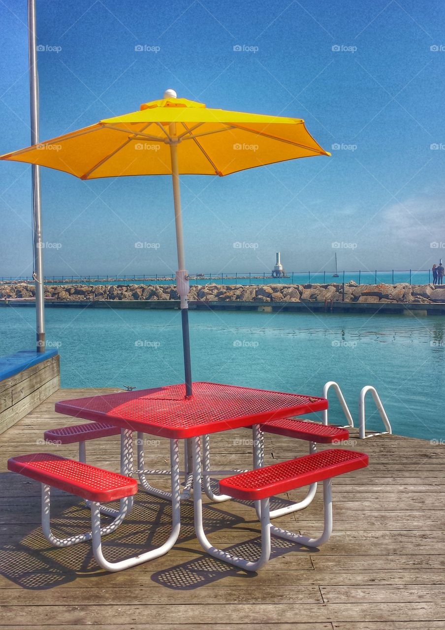 Beautiful Summer Day . Couple on the Pier