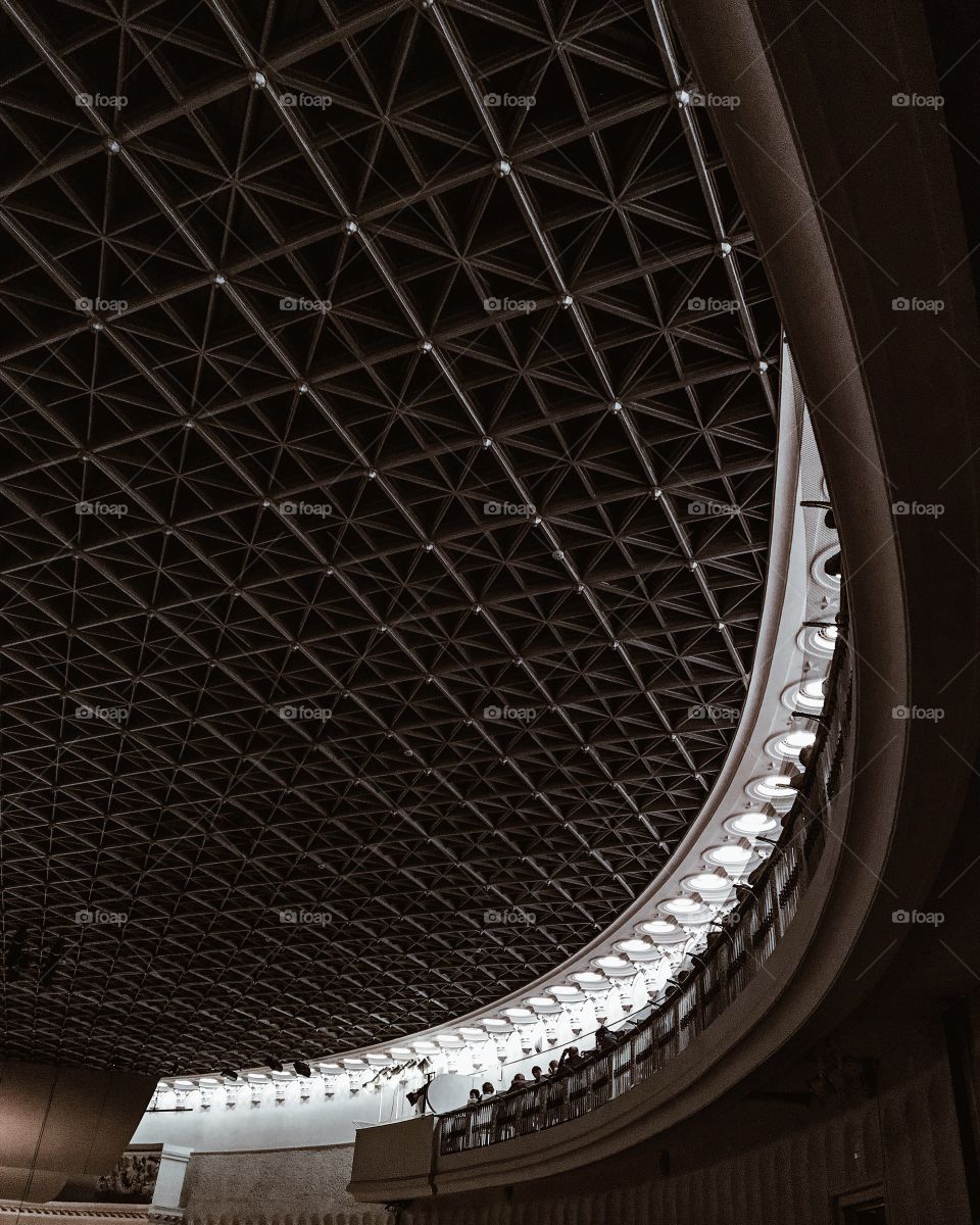 Architectural curve inside concert hall