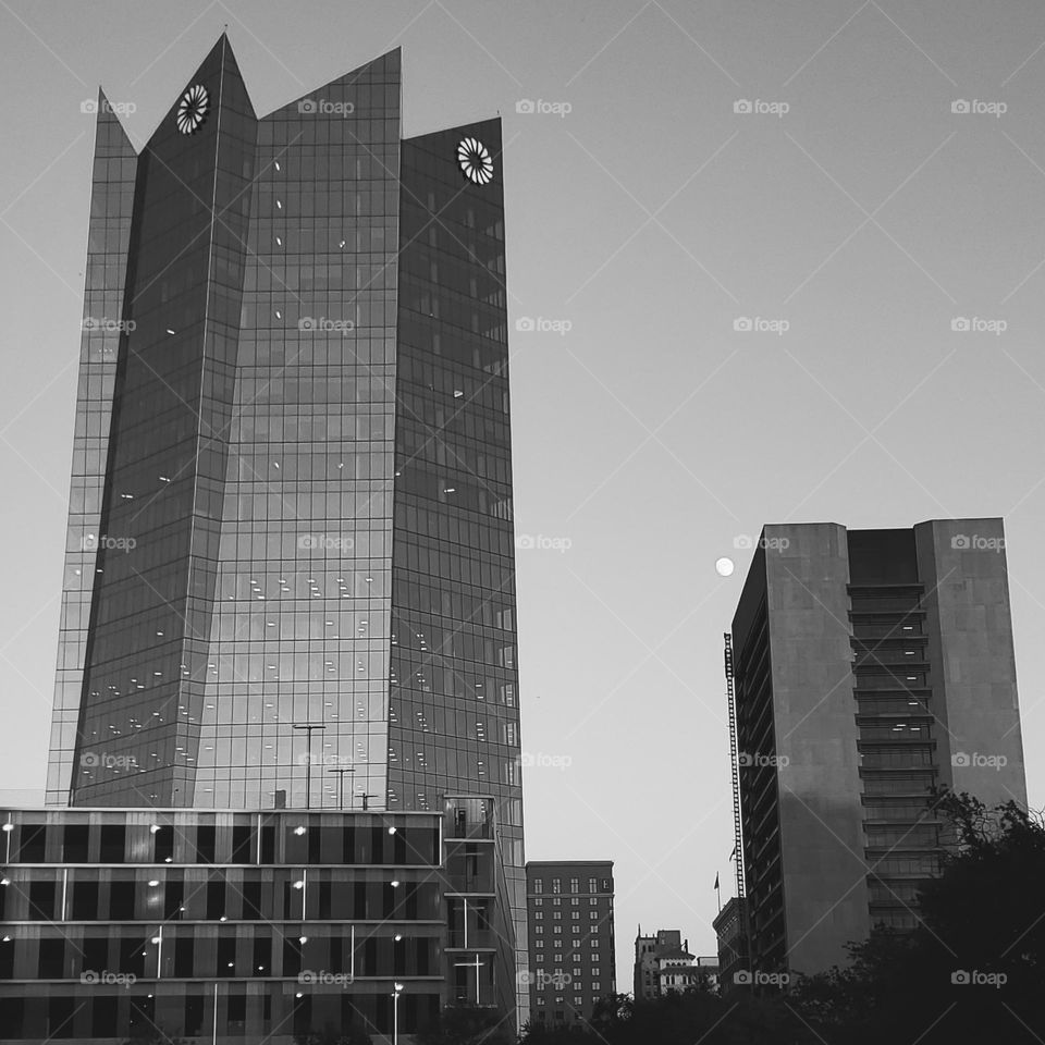 Architecture in black and white. Frost Bank building.