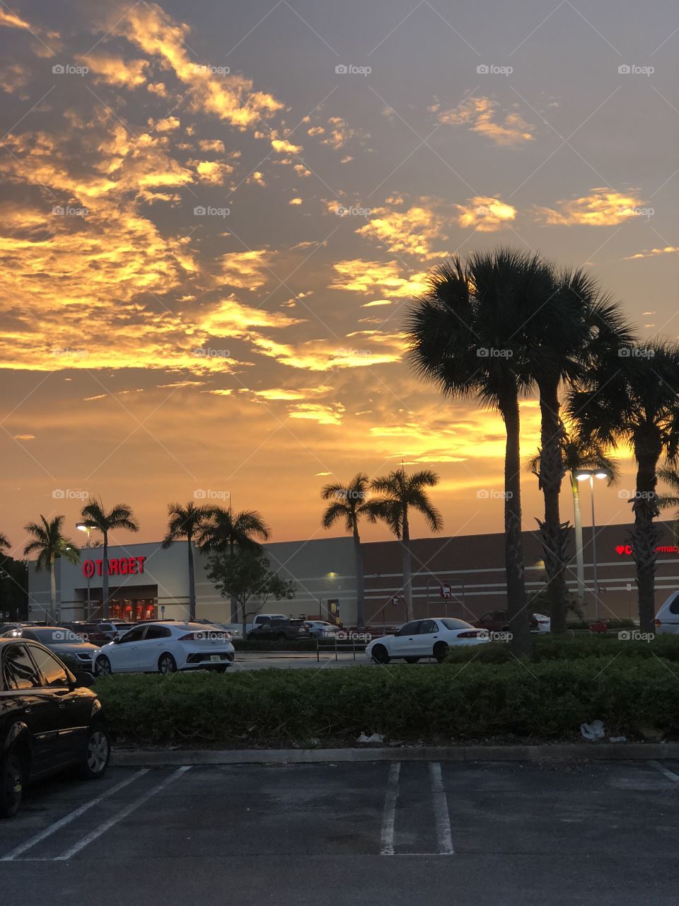 Golden sunset in the Targets parking lot