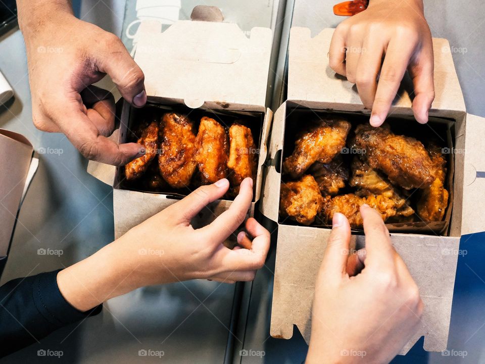 Sharing the korean chicken