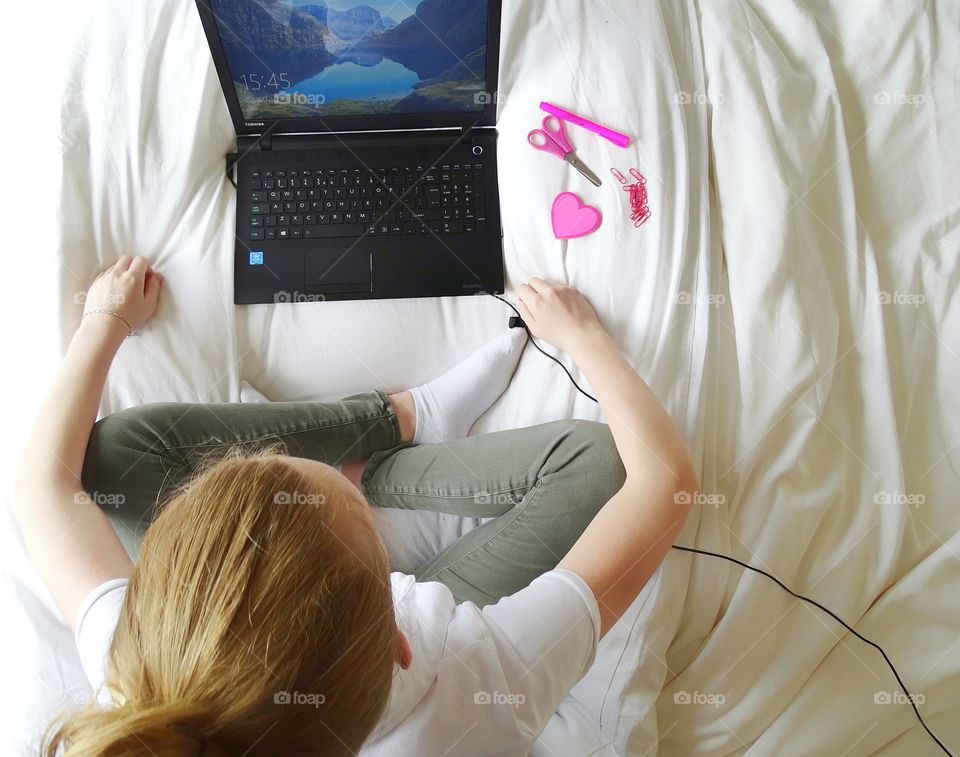 Girl using laptop