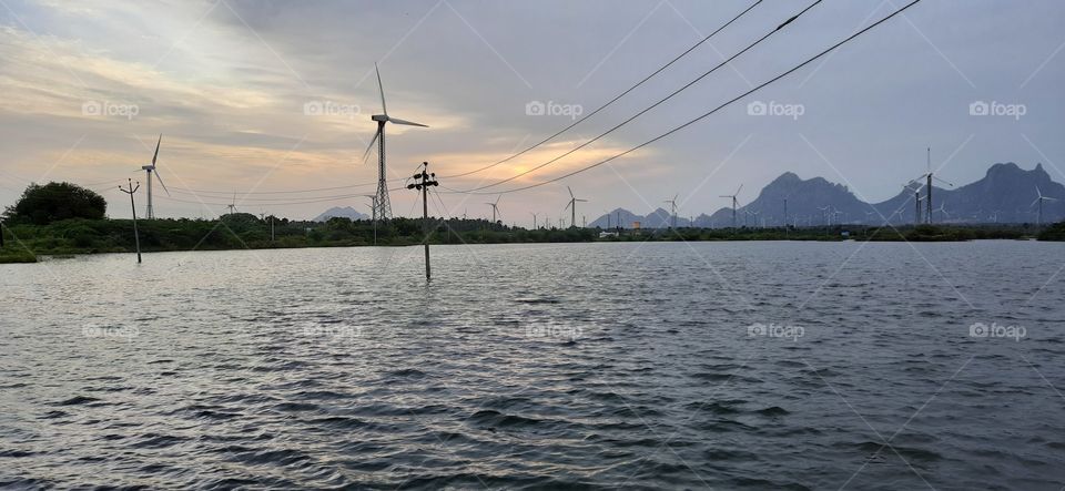 Cool river...Wind mill..evening raid