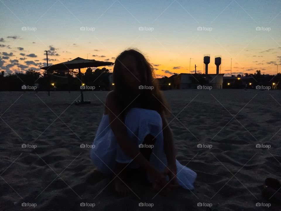 Girl in a sunset