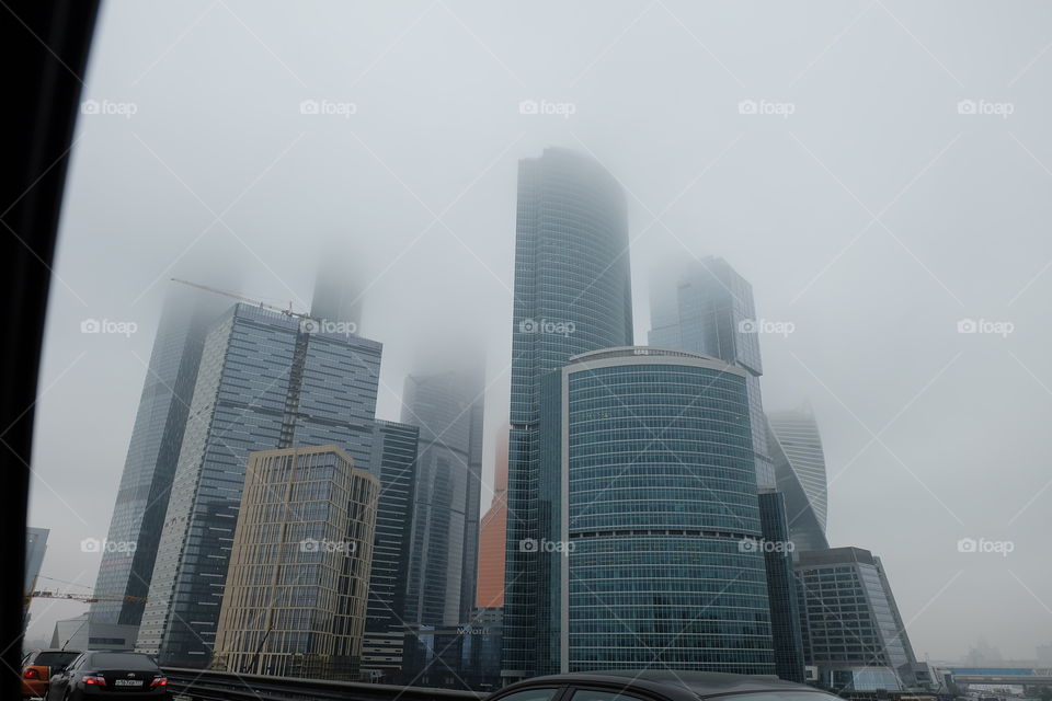 Skyscrapers in the fog
