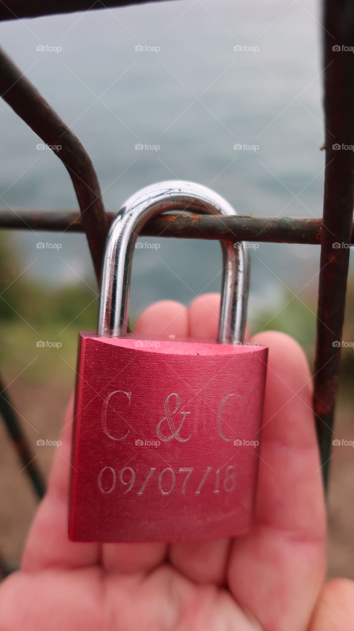 Red Lock of love on Valentine's day 