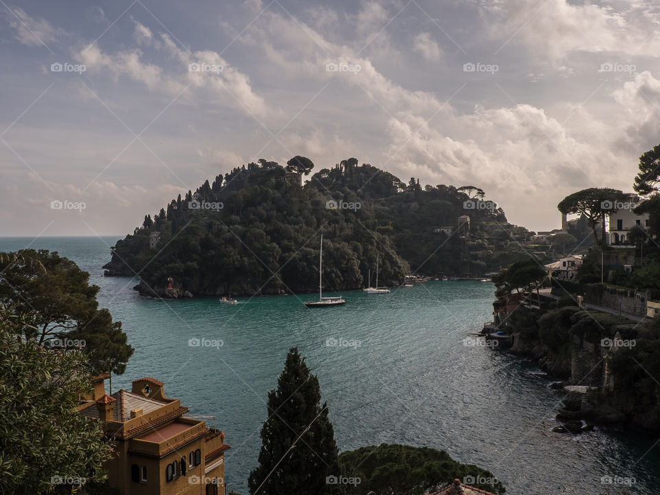 On the hill in front of the beautiful Portofino (Italy)