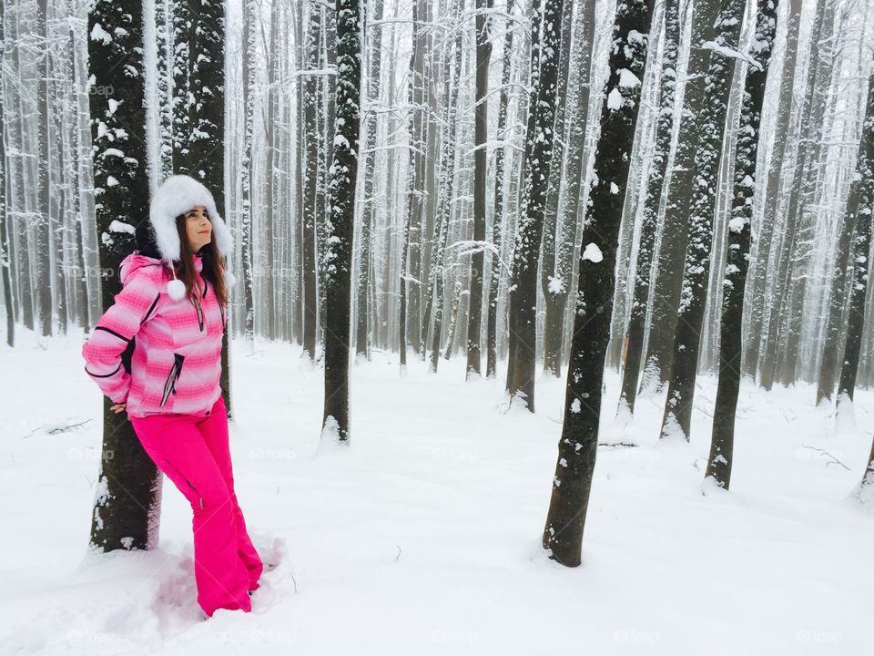 Woman in magical forest