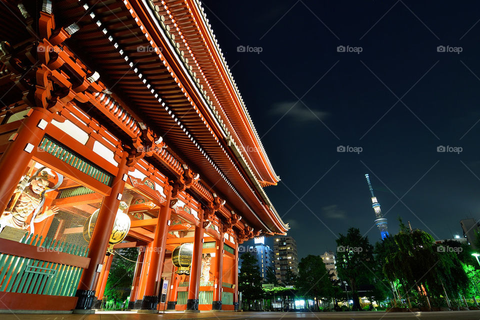 Senso-ji temple with Sky Tree at Tokyo