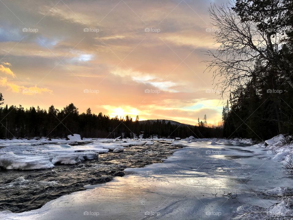 River in snowy landscape 