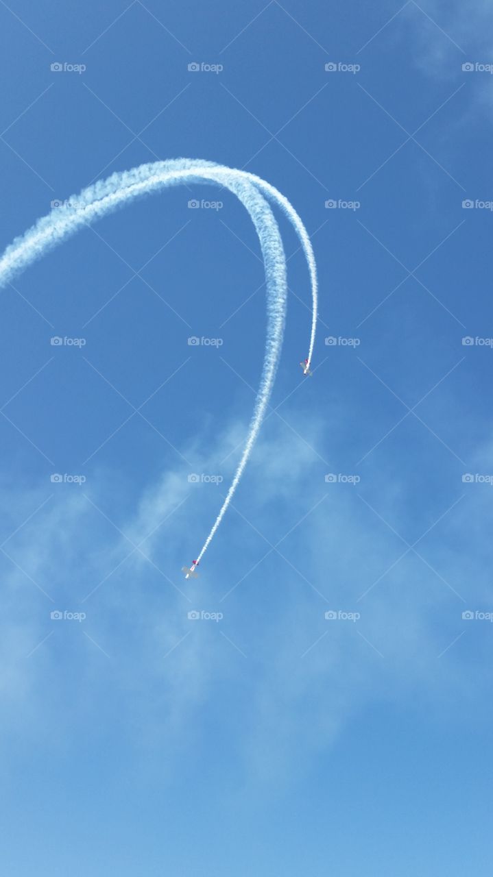smoke trails at the air show
