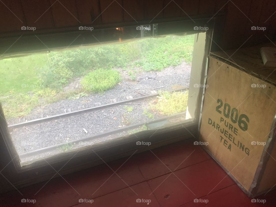 Train Track view from a station window 