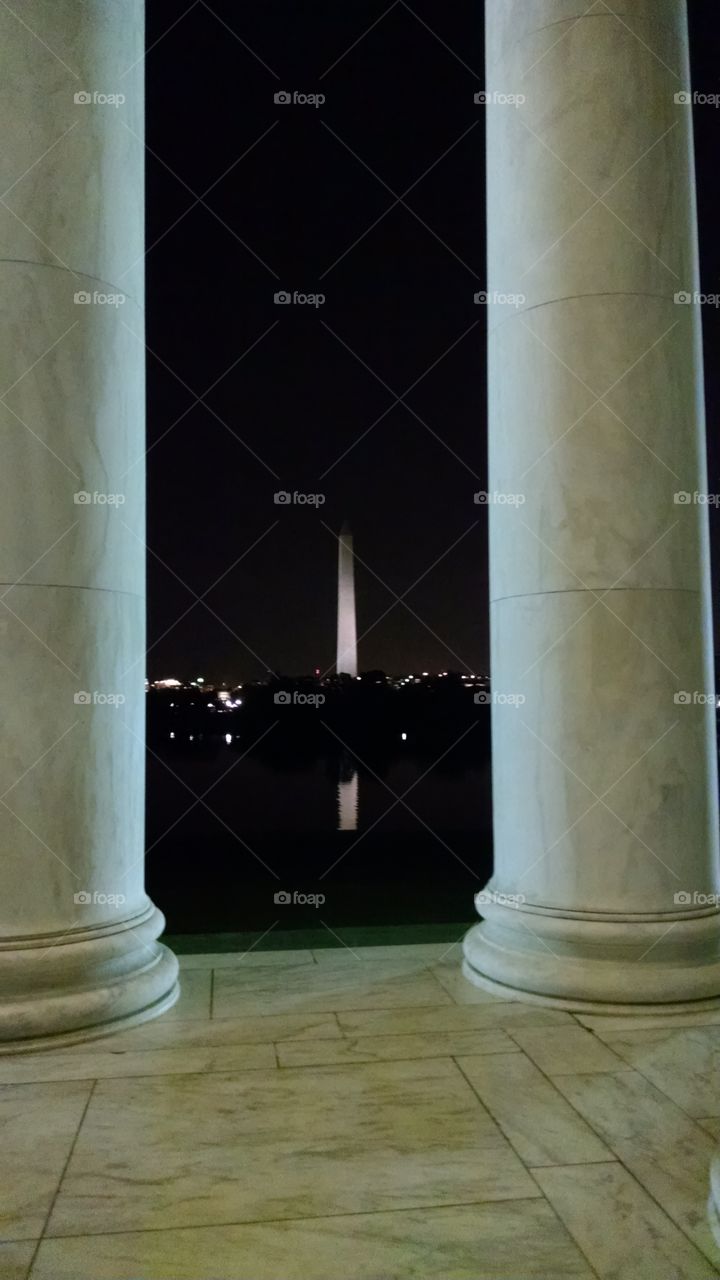 view from the Jefferson Memorial to the Washington Monument