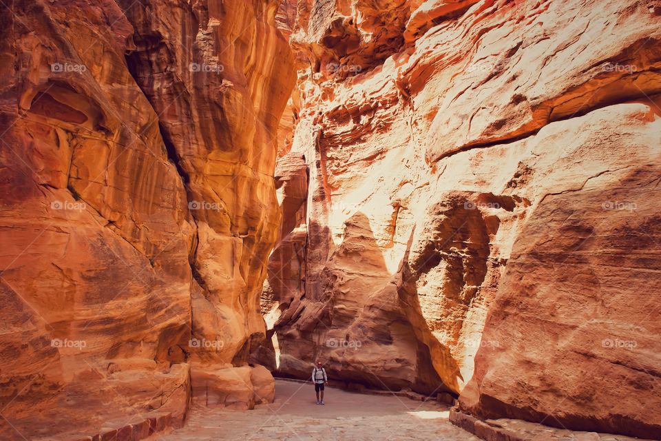 Man hiking in the canyon