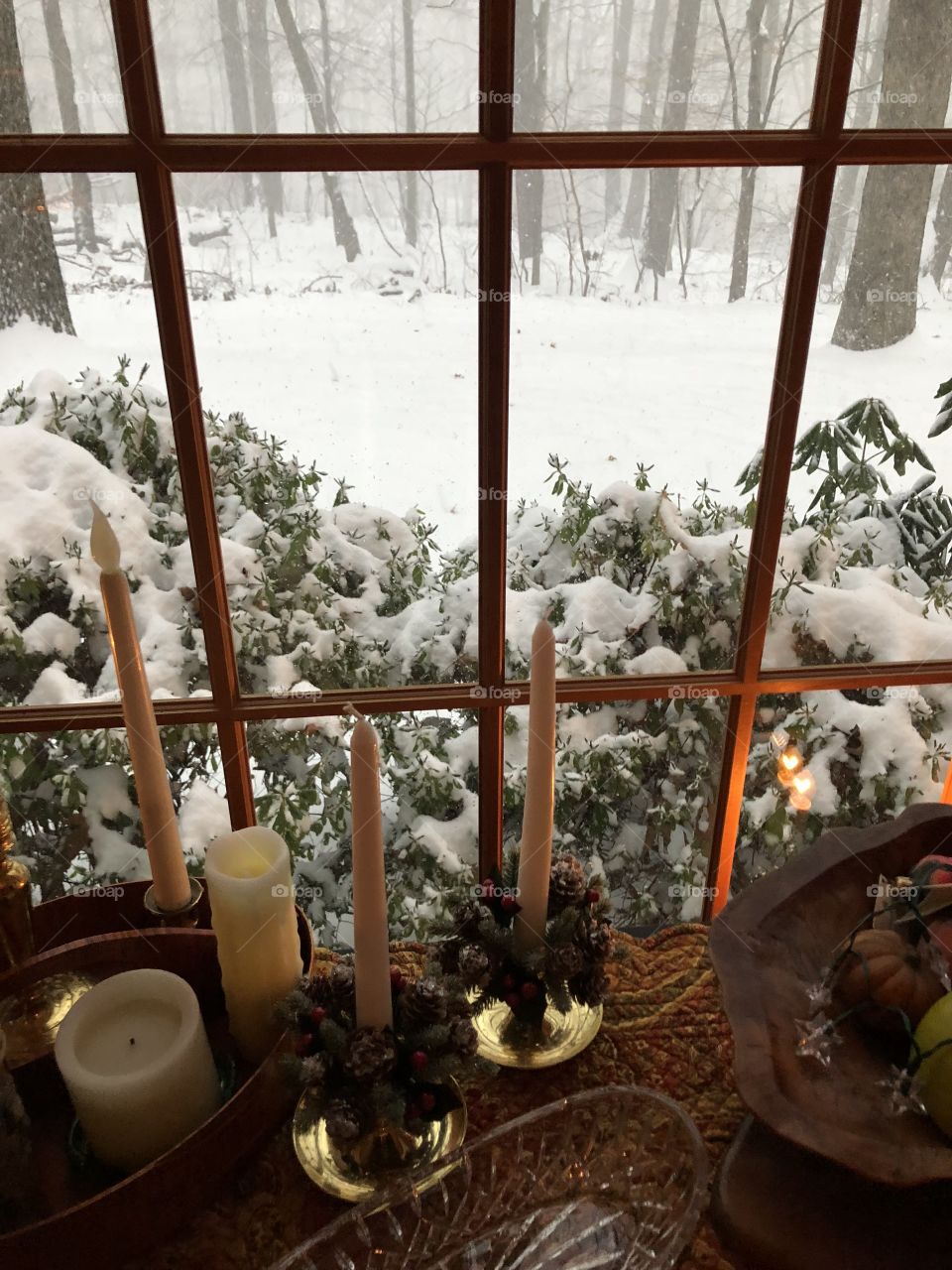 Candles in the Snow Window Picture 