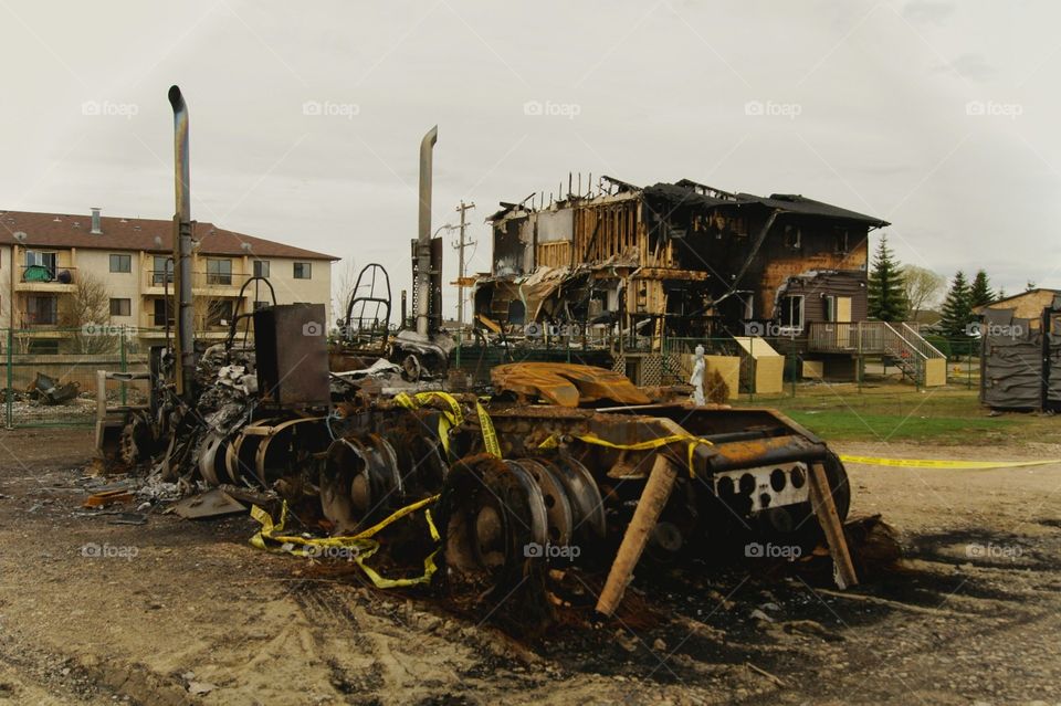 sad memories of the loss of so much after a fire in small town