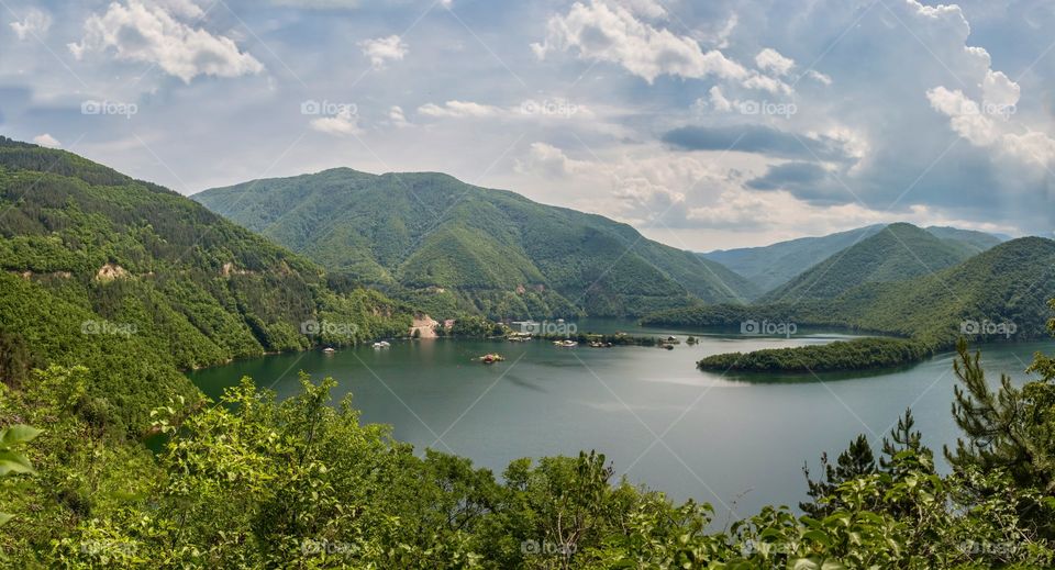 Besutiful view of Vacha Dam in Rhodope Mountain in Bulgaria, Europe