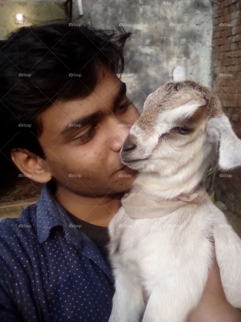 With Baby goat