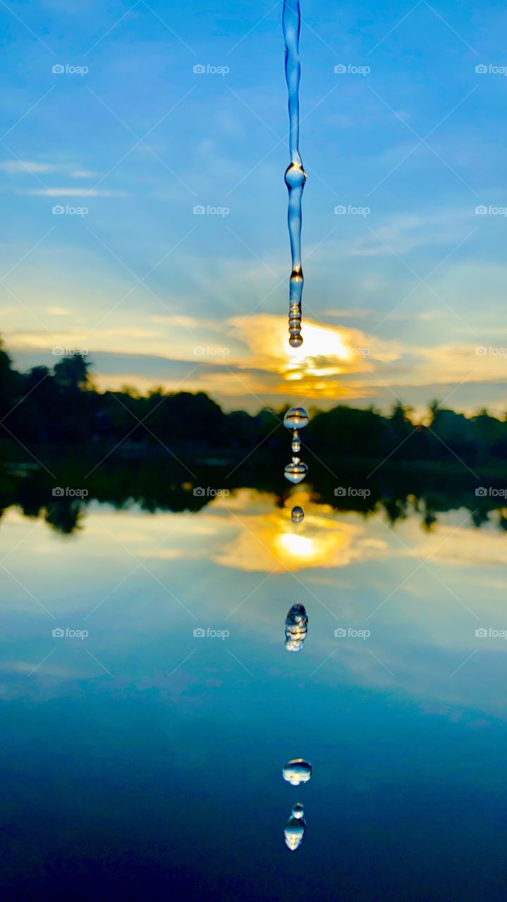 Droplets while sunset