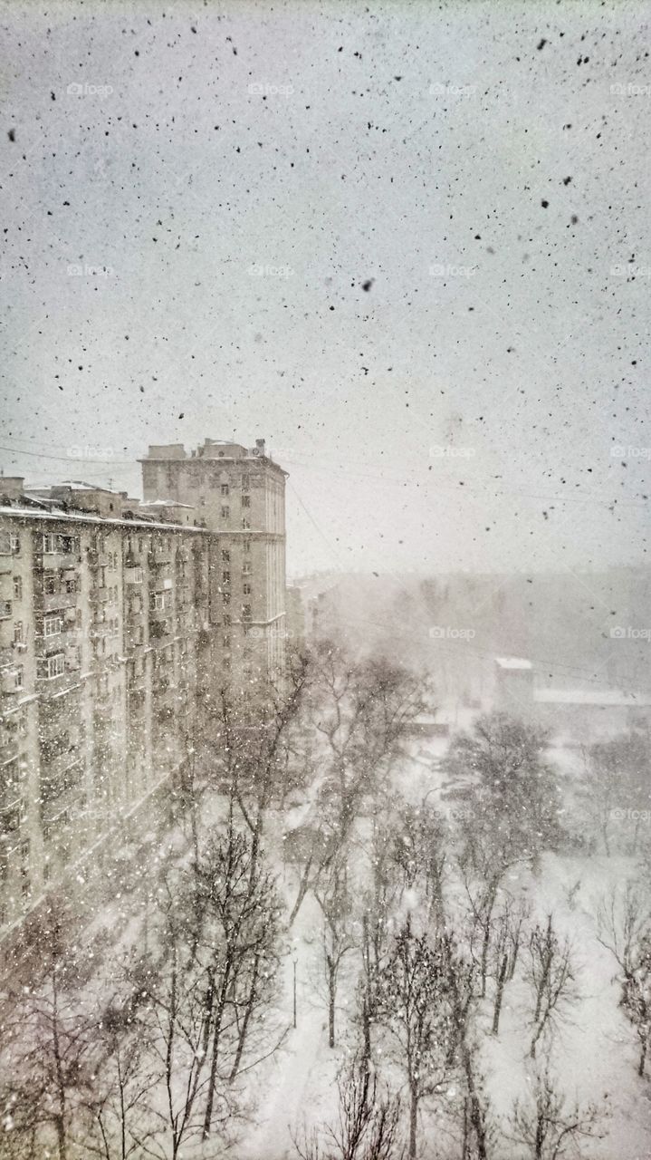 Winter heavy snowfall in January, Moscow