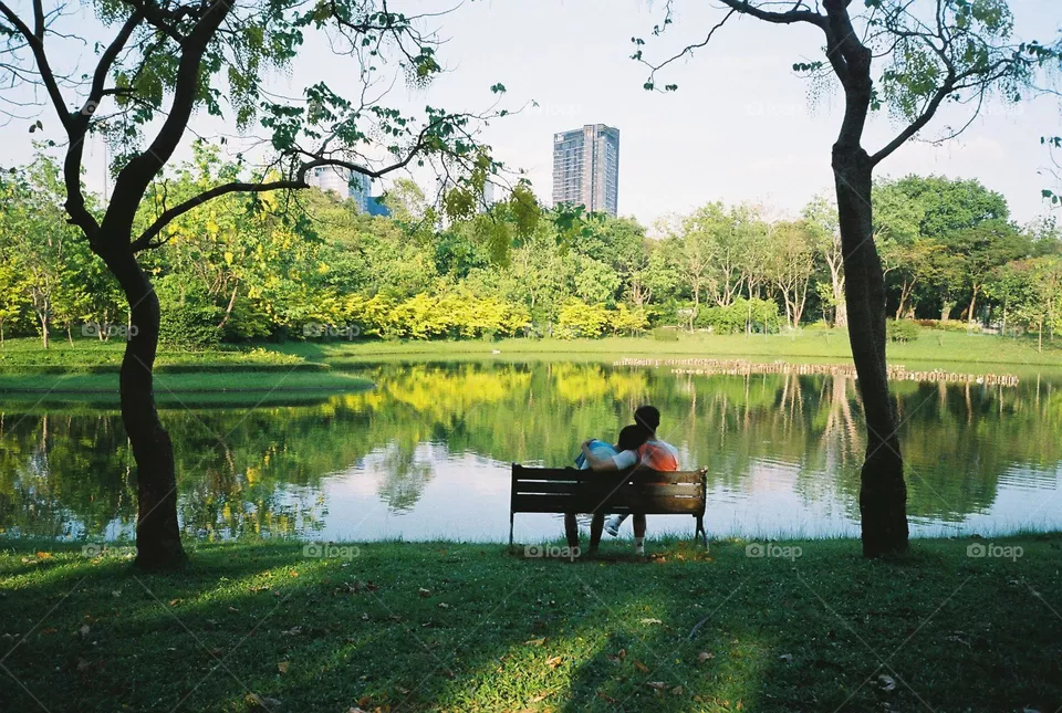 Couples chilling in the park