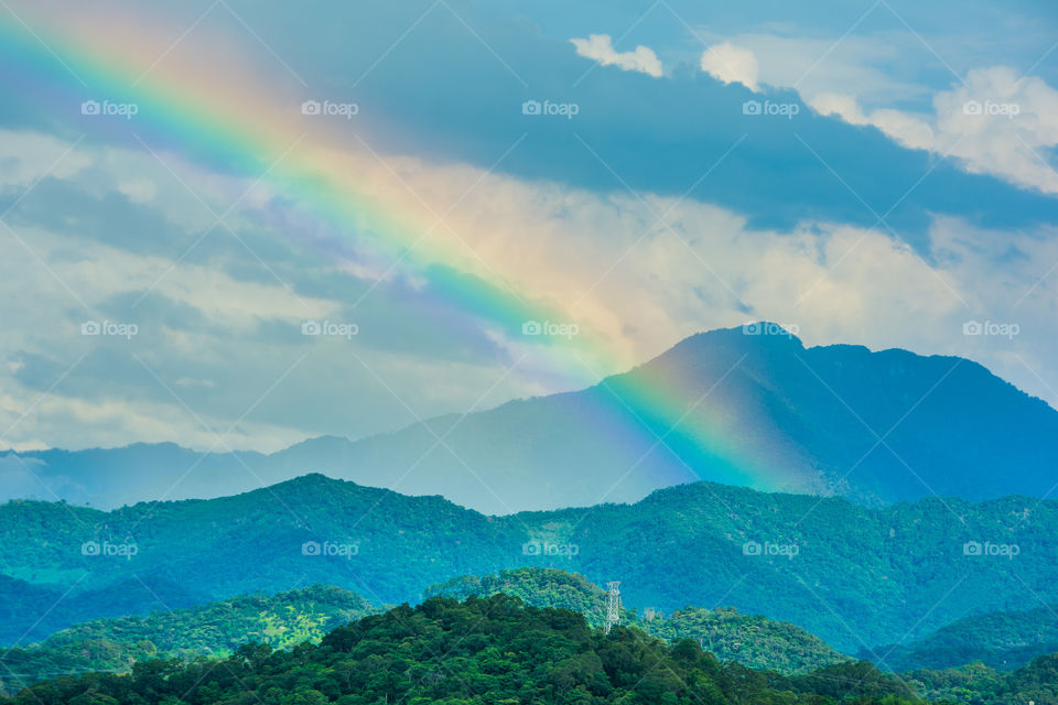 Beutiful mountain and rainbow landscape