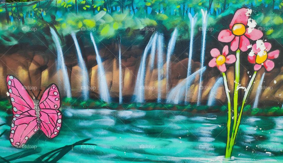 Spring wall graffiti