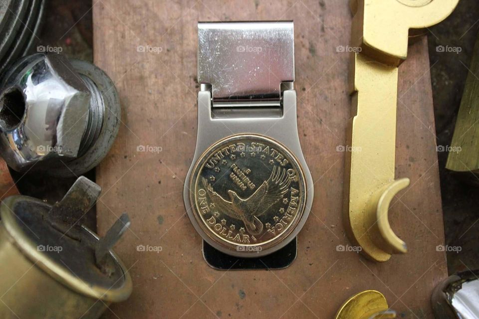 hand made gold coin money clip