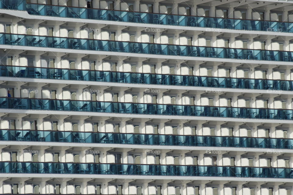 Close-up of a cruise ship