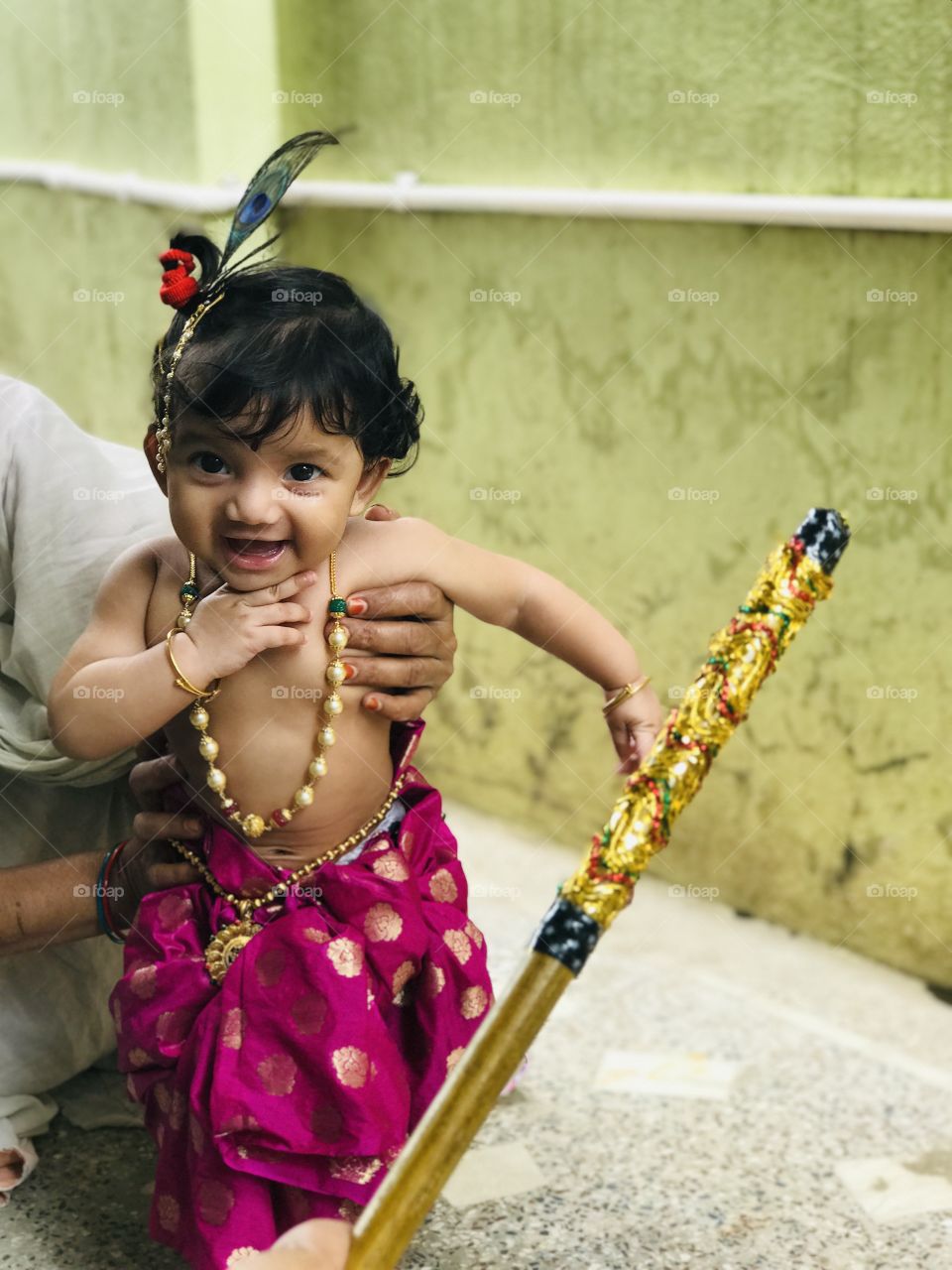 My little baby got ready like Lord Kristna on krishnastami festivel🙏