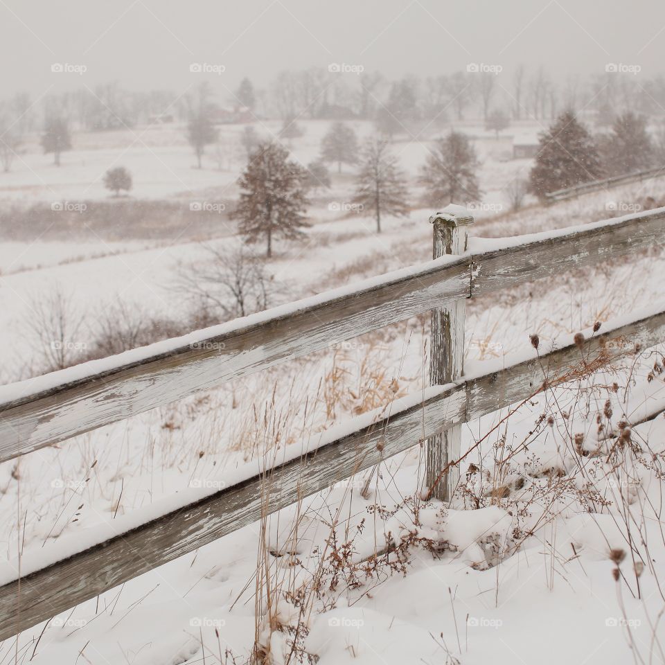 Snow fence on the country.
