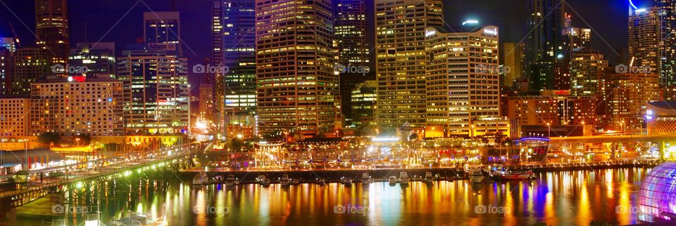 Panoramic view of Sydney at night