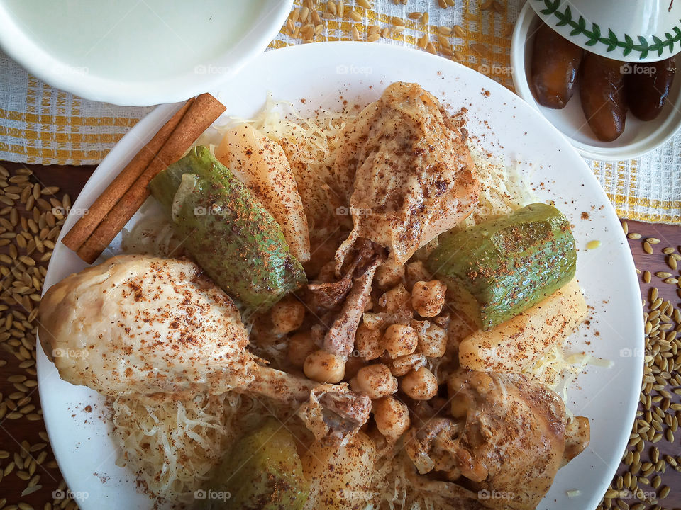 a traditional meal of Algerian cuisine