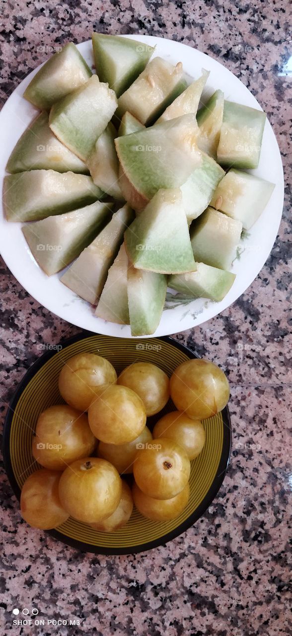 delicious fruits .melon and plum