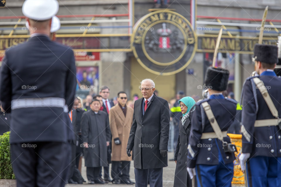 Halimah Yacob And Mohamed Abdullah Alhabshee At The Dam Square Amsterdam The Netherlands 21-11-2018