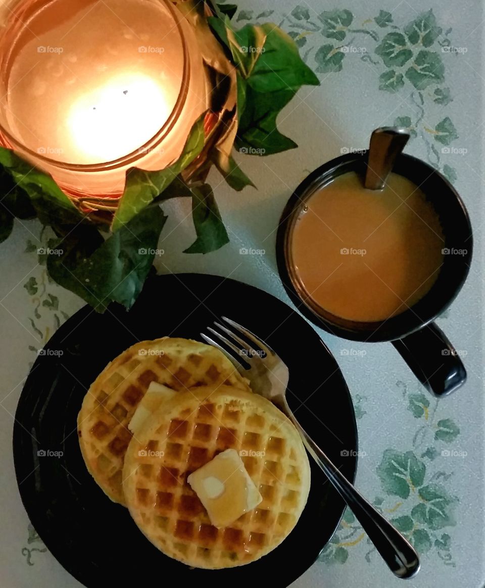Hot Coffee & Toasty Waffles