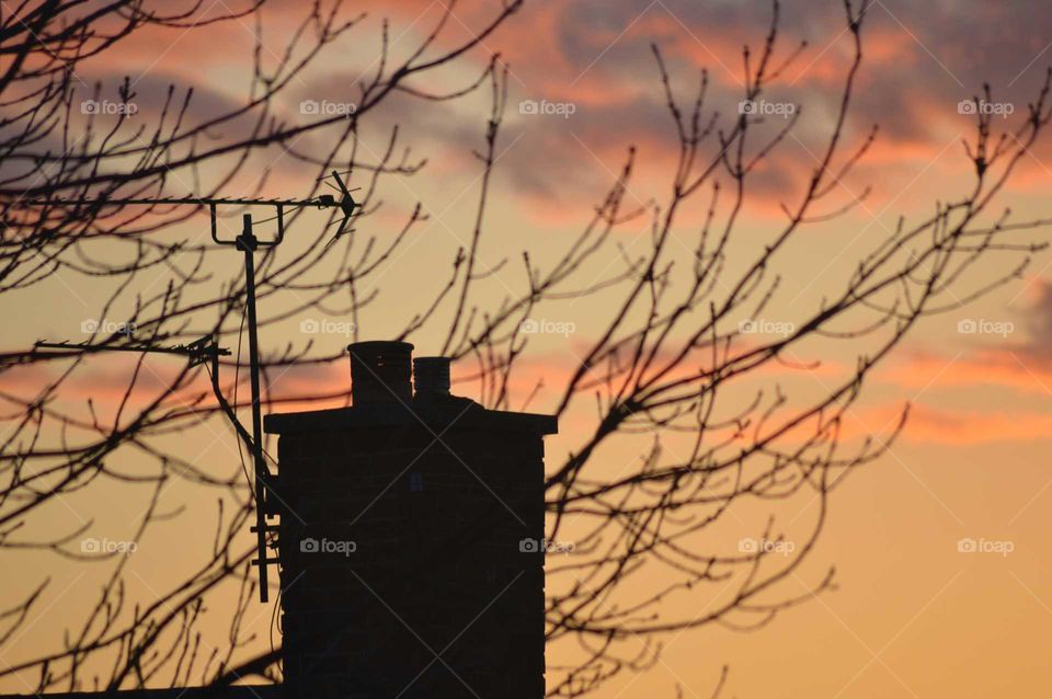 chimney in the sunset