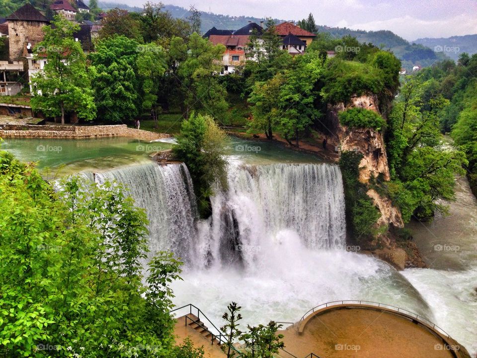 Scenic view of waterfall