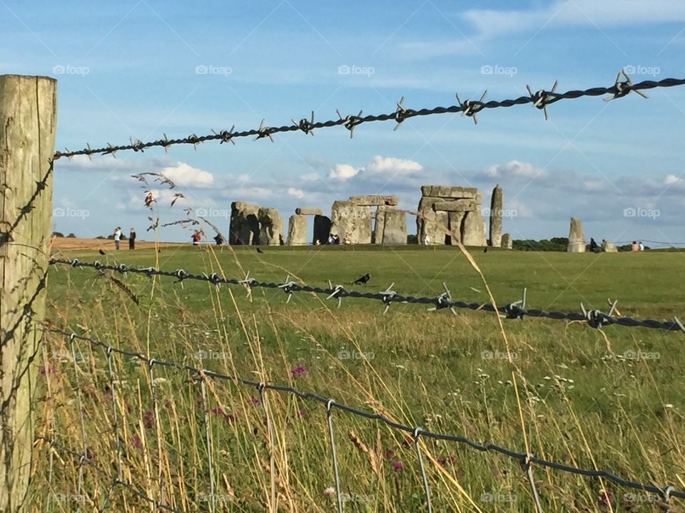 Stonehenge through barbed wire